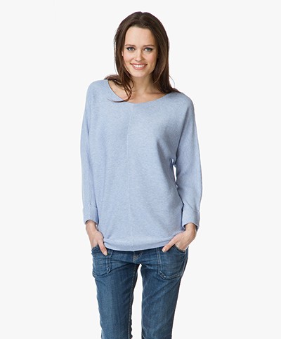 Repeat Oversized Sweater in Cotton and Viscose - Blue