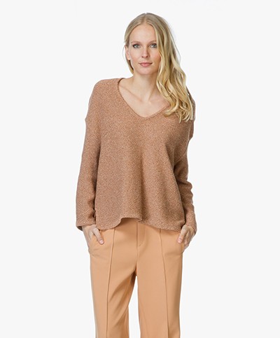 Áeron V-Neck Knitted Pullover - Brown