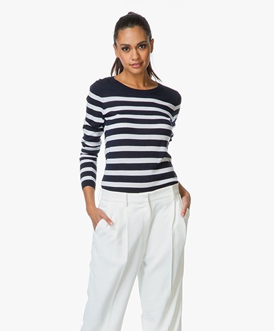 Breizh Fine Knitted Pullover Le Michel - Dark Navy/Off-white