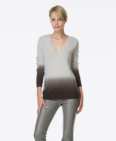 Theory Adrianna Cashmere Sweater - Grey/Dark Khaki