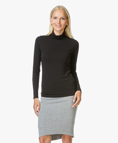 no man's land Jersey Top with Turtleneck - Black