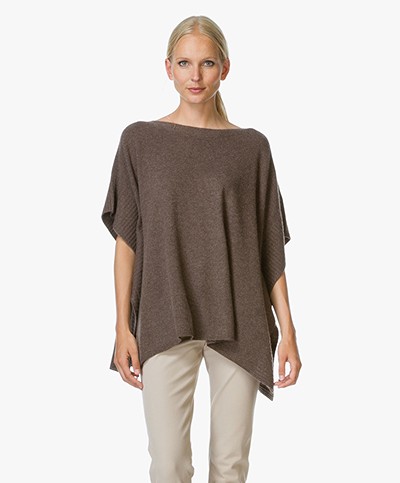 Repeat Grote Cashmere Poncho Trui - Donkerbruin