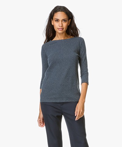 Majestic Cotton and Cashmere T-shirt - Ombra Chiné/Anthracite Chiné