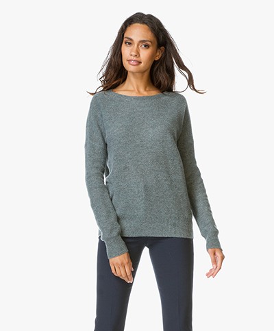 Repeat Cashmere Round Neck Pullover - Sea Weed