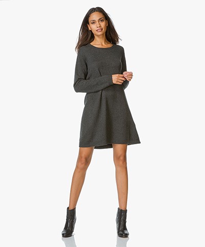 Closed Knitted Wool & Cashmere Dress - Dark Grey
