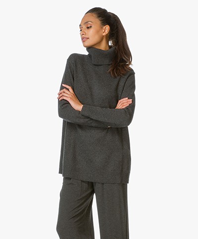 Closed Cashmere Mix Knit Turtleneck Sweater - Dark Grey