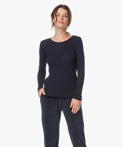 Majestic Cashmere Long Sleeve Pullover - Marine