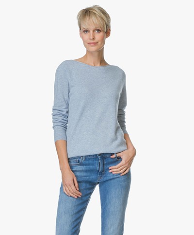 Repeat Cashmere Boothals Trui - Sky