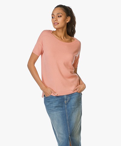 Closed Knitted Pullover in Cashmere Blend - Almond