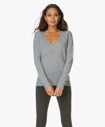 Theory V-Hals Pullover Adrianna in Cashmere - Husky