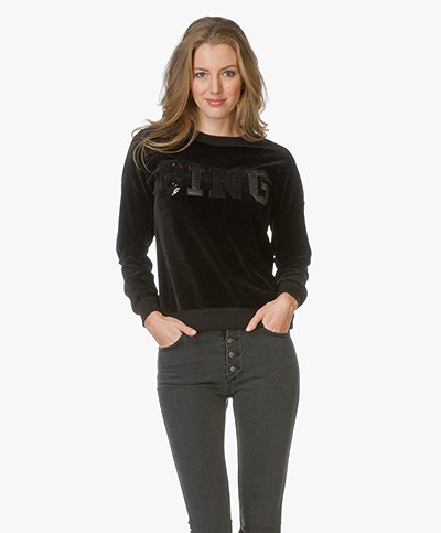 Anine Bing Velvet Statement Sweater - Zwart