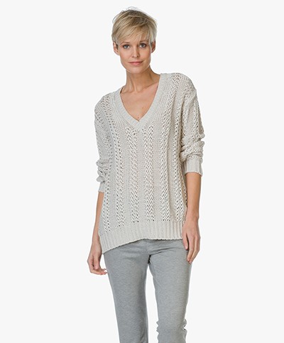 Drykorn Cotton Sweater Lilje - Light Grey