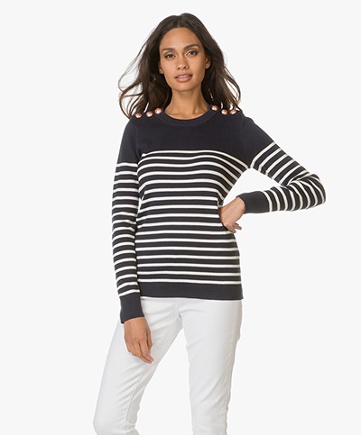 Petit Bateau Striped Breton Sweater - Navy/White