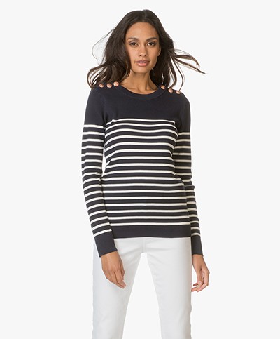 Petit Bateau Sweater with Breton Stripes - Navy/Ecru