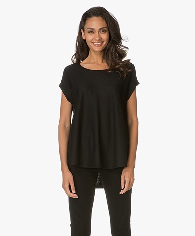 Repeat A-line Pullover with Short Sleeves - Black