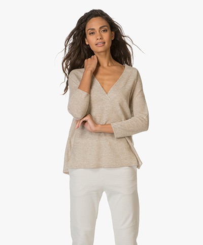 Repeat Cashmere and Linen V-neck Pullover - Wood