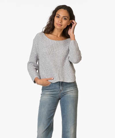 Repeat Knitted Pullover in Cotton Blend - Cloud