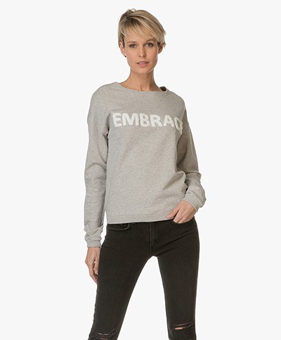 BY-BAR Embrace Sweater - Grijs Mêlee/Wit
