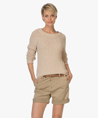 no man's land Knit Cotton Sweater - Beige 