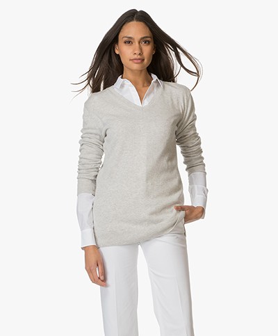 Belluna Danieli Double V-neck Sweater - Light Grey
