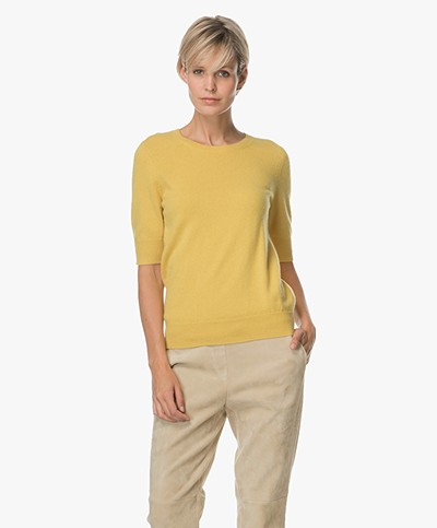 Repeat Short Sleeve Cashmere Pullover - Mustard