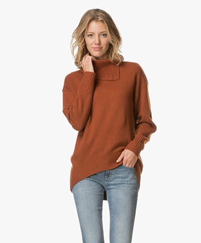 Joseph Wool Pullover with High Cowl Neck - Rust