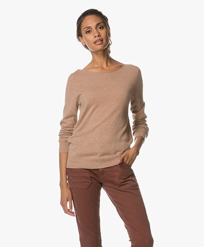 Repeat Cashmere Boothals Trui - Camel 