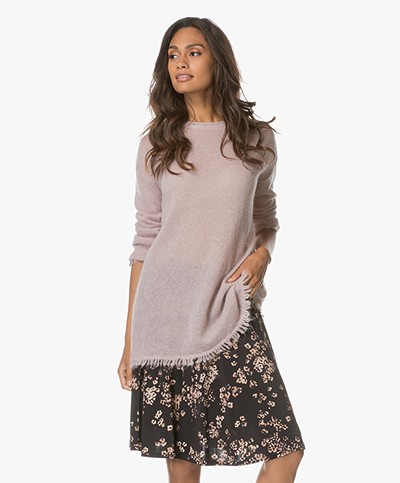 no man's land Long Pullover in Mohair Wool Blend - Soft Blush