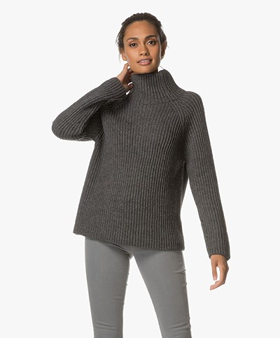 Drykorn Arwen Rib Turtleneck Sweater - Dark Grey