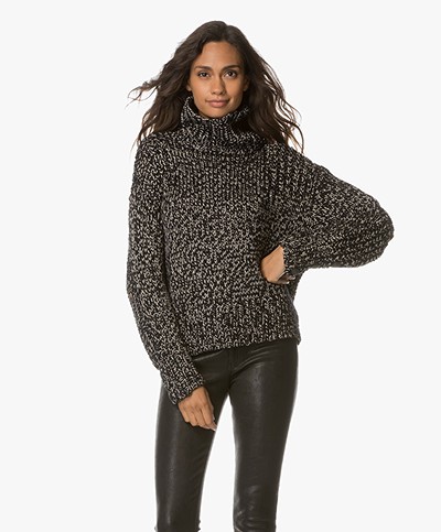 Rag & Bone Sandra Chunky Knit Turtleneck Sweater - Black/Slate
