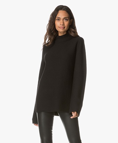 no man's land Rib Knitted Turtleneck Pullover - Core Black 
