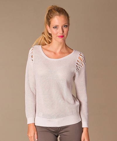 DtLM Open Shoulder Sweater - Cord Melange