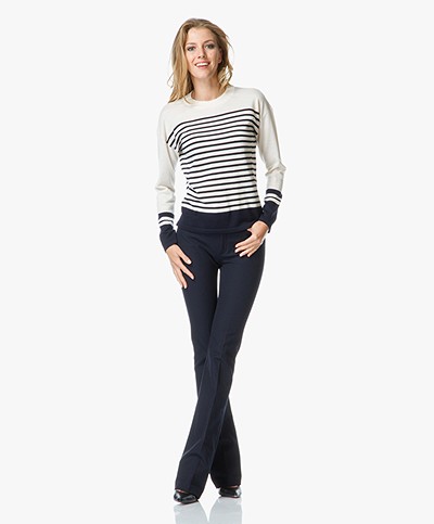 Filippa K Merino Stripe Pullover - Cream/Navy