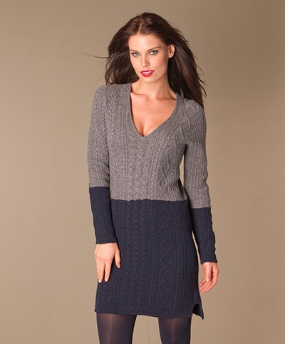 Lacoste Bi-Color Cable Dress - Navy/Grey Melange