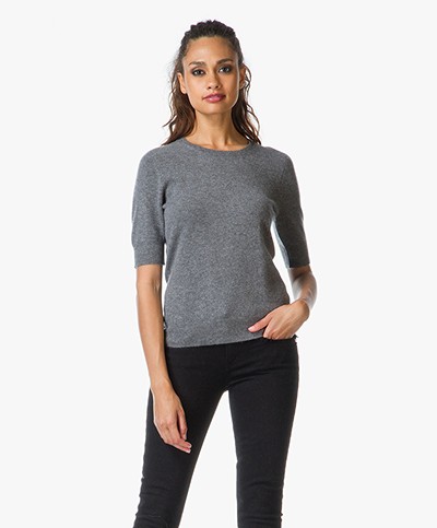 Repeat Short Sleeve Cashmere Sweater  - Medium Grey