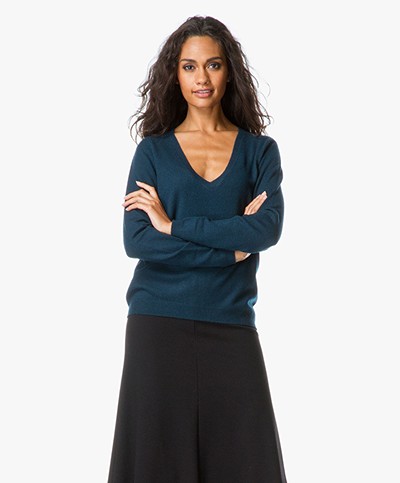Repeat Cashmere Deep V-Neck Sweater - Seaweed