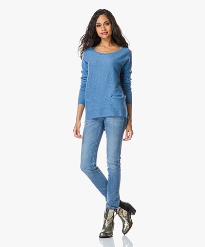 Repeat Cashmere Sweater with Pockets - Sky