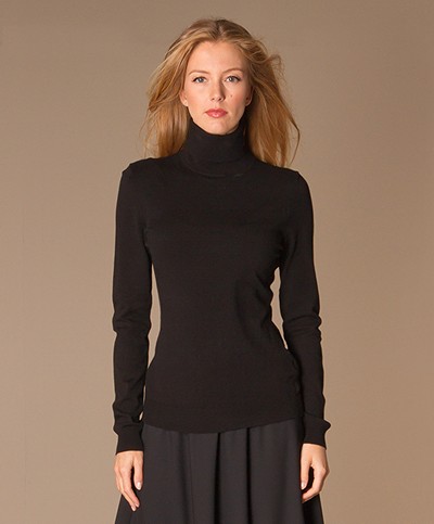 Repeat Fine Knitted Turtleneck - Black