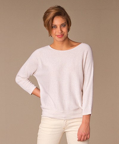 Repeat Button Back Sweater - Off-White Melange