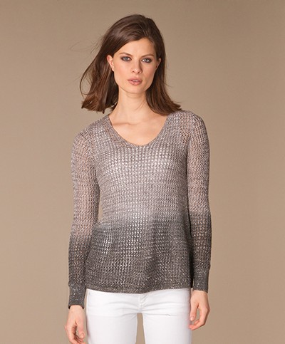 Repeat Chunky Lurex Sweater - Grey Color Gradient