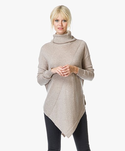 Repeat Poncho Wool and Cashmere Turtleneck Sweater - Sand Melange