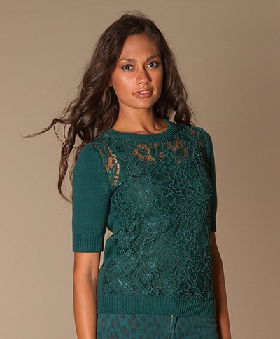 DKNY Lace Pullover - Bottle Green