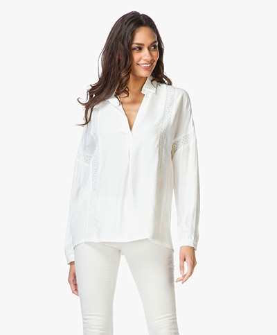 Frame Le Lace Trim Shirt - Off White 