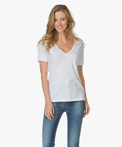 Drykorn V-neck T-shirt Casa - White