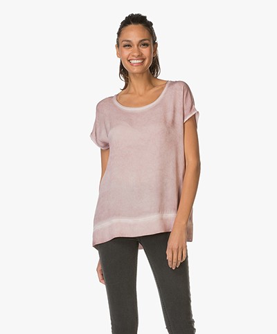 Repeat Silk Top with Round Neck - Blush