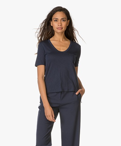 T by Alexander Wang Cropped Tee with Chest Pocket - Indigo 
