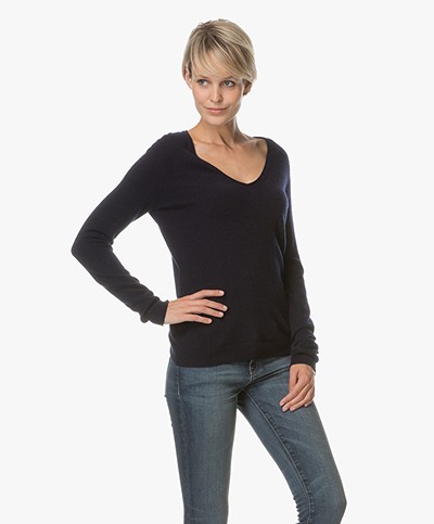 Repeat Cashmere V-hals Pullover - Navy