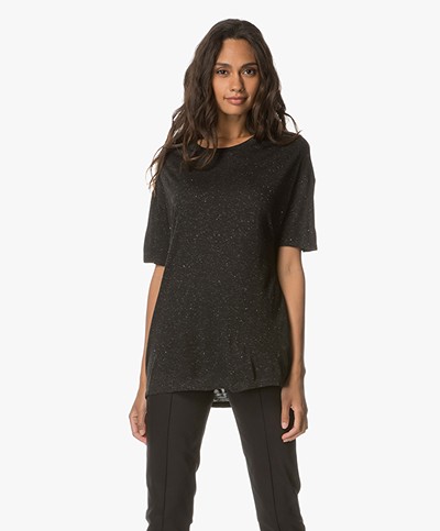Drykorn Kyla T-shirt with Lurex Detailing - Anthracite 