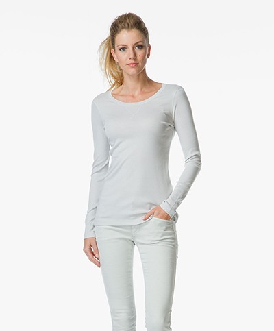 Closed Brushed Rib Long Sleeve T-shirt - Mother of Pearl