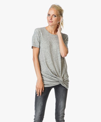 IRO Laura T-Shirt with Twisted Knot - Light Grey Melange